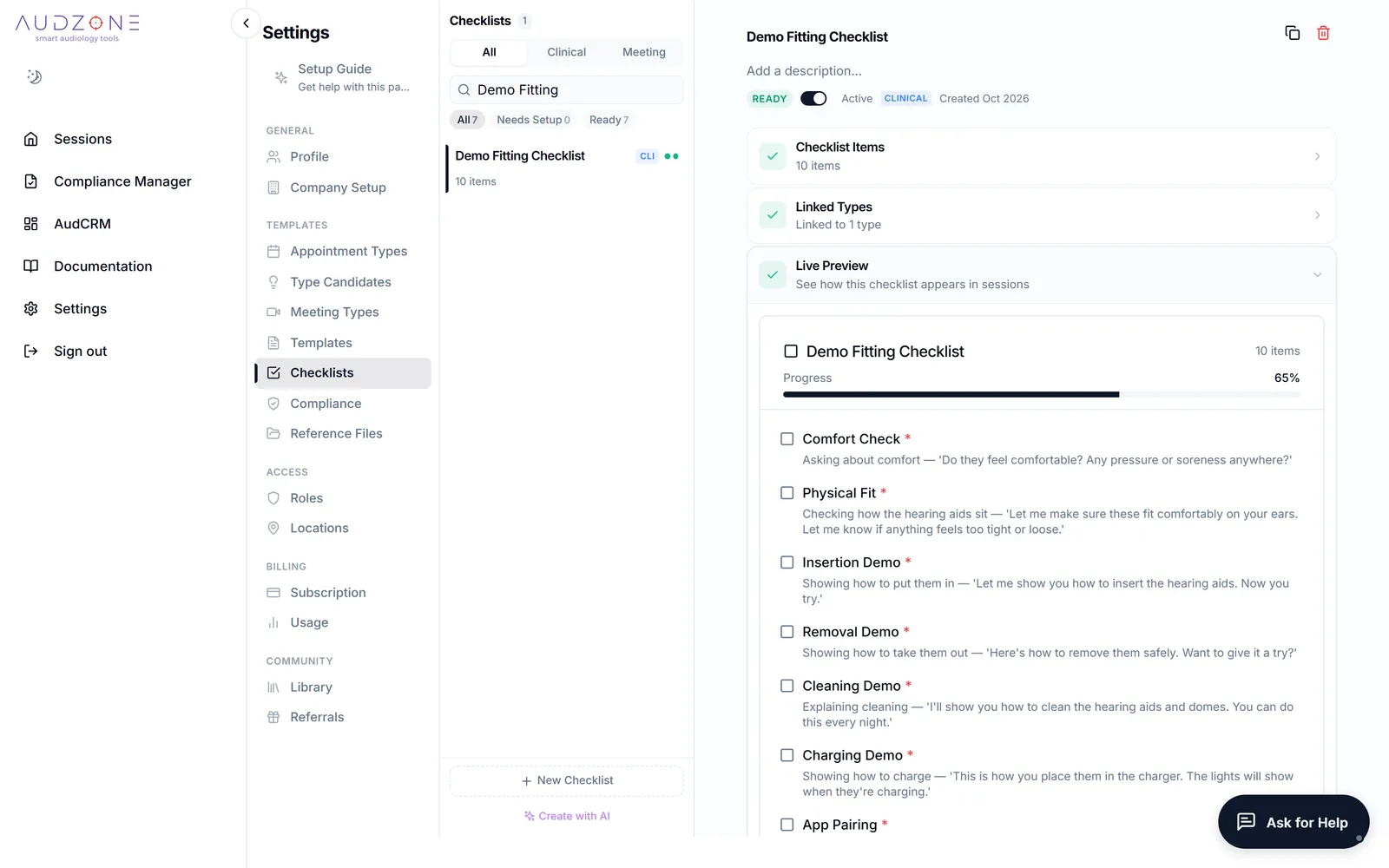 Building a checklist